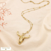 Collier sautoir acier inoxydable bille tête taureau 0126129 doré