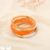 Lot de 4 bracelets jonc acier inox résine marbré 0226122 orange