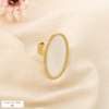 Bague ouverte acier inoxydable nacre ovale allongé 0426009 blanc