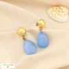 Boucles d’oreilles acier inox résine goutte colorée 0326091 bleu ciel