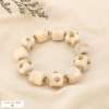 Bracelet élastique acier tube résine marbrée cristal 0226104 naturel/beige
