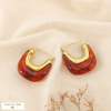 Boucles d’oreilles acier inoxydable résine marbré 0326120 cognac