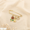 Broche épingle à nourrice acier inox coeur rose robe 0526052 rouge