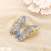 Broche épingle acier inox papillon émail acrylique 0526036 bleu