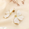 Boucles d’oreilles fleur acier inoxydable émail 0326115 naturel/beige