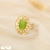 Bague ajustable acier inoxydable ajouré verre coloré 0426054 vert