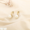 Boucles d’oreilles clip acier inox perle acrylique 0326006 doré