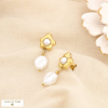 Boucles d’oreilles acier perle acrylique baroque 0326049 blanc