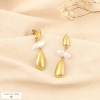 Boucles d’oreilles acier inox perle acrylique goutte 0326050 blanc