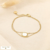 Bracelet acier nacre double-rangs carré arrondi 0226051 blanc