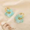 Boucles d'oreilles créoles acier inox fleur résine colorée 0325067 bleu