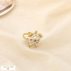 Bague tortue acier inoxydable ouvert ajouré émail 0426018 blanc