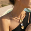 Collier acier contemporain pendentif multi-disques 0126017
