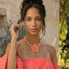 Collier acier résine marbré méga fleur perles ovales 0126119
