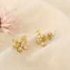 Boucles d’oreilles acier inoxydable strass papillon 0326102 doré