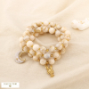 3 bracelets acier résine émail élastique homard lune 0226033 naturel/beige