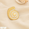 Broche pin's escargot de mer acier inoxydable émail 0526010 blanc