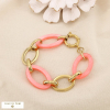 Bracelet acier inoxydable résine marbrée ovale 0226209 saumon