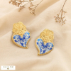 Boucles d’oreilles CLIP cœur acier inoxydable émail 0326163 bleu