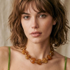 Collier acier inoxydable résine marbrée cœur 0126067 camel