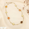 Collier acier inoxydable verre facetté coloré 0126151 taupe