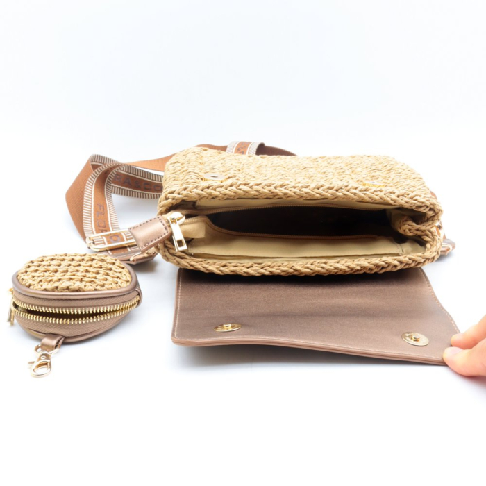 Sac à Bandoulière Femme Flora&Co Raphia Style Bohème Chic Urbain 0926035 bronze