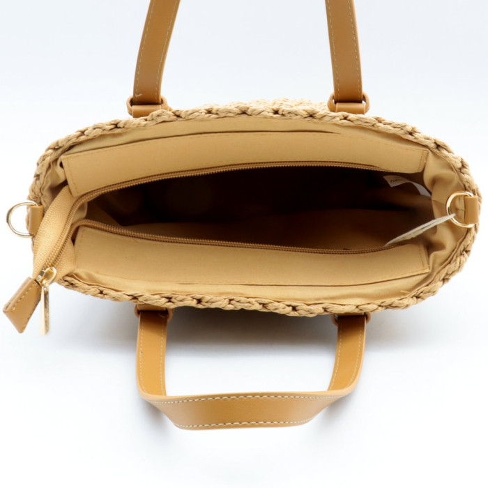 Petit cabas femme Flora&aCo raphia 0926041 naturel/beige
