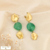 Boucles d’oreilles acier martelé résine marbrée 0326087 vert foncé