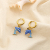 Boucles d’oreilles mini-créoles acier émail dauphin 0326148 bleu