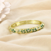 Bracelet jonc ouvrable floral métal émail strass 0226207 vert