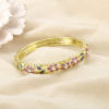 Bracelet jonc ouvrable floral métal émail strass 0226207 mauve