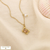 Collier crabe acier inox perle acrylique strass 0126165 doré