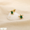 Boucles d’oreilles puces tortue acier inox strass 0326146 vert