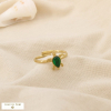 Bague tortue minimaliste acier inoxydable strass 0426073 vert