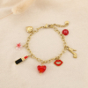 Bracelet charms acier verre acrylique émail breloque 0226223 rouge
