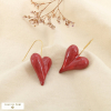 Boucles d’oreilles cœur acier inox émail marbré 0326170 rouge bordeaux