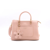 Petit sac à main porté main trois compartiments fermoir zip porte-clef fleur simili-cuir 0923507 rose