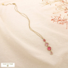 Collier acier inoxydable cristal facetté multicolore 0126156 fushia