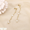 Boucles d’oreilles acier bille perle acrylique 0326141 doré