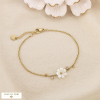 Bracelet acier inoxydable nacre strass fleur bille 0226167 doré