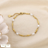 Bracelet acier inoxydable allongé perle acrylique 0226178 doré