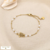 Bracelet tortue acier inox ajouré perle acrylique 0226174 doré