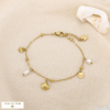 Bracelet coquillage acier inoxydable perle acrylique 0226179 doré