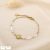 Bracelet soleil acier inoxydable perle acrylique 0226180 doré