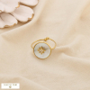 Bague ouverte étoile acier inoxydable nacre strass 0426041 doré