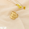 Bague ouverte triple anneau acier inoxydable 0426070 doré