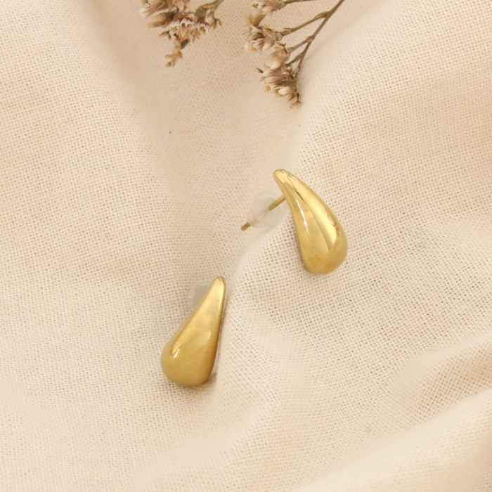 Boucles d’oreilles 2 en 1 acier goutte bicolore 0326016 doré/argenté