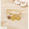 Broche épingle à nourrice charms acier émail pierre 0526055 doré