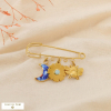Broche épingle à nourrice acier abeille lune fleur 0526059 bleu foncé