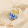 Broche épingle acier émail coeur esprit azulejo 0526053 bleu
